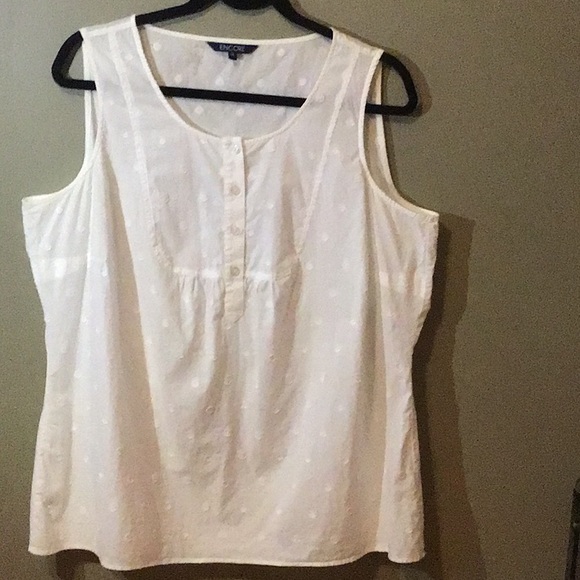 Ladies Light and Airy Cotton Tank top with White on White Design 16 - Picture 1 of 4